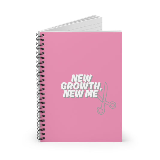 Pink Spiral Notebook - New Growth, New Me, Journal for Personal Development